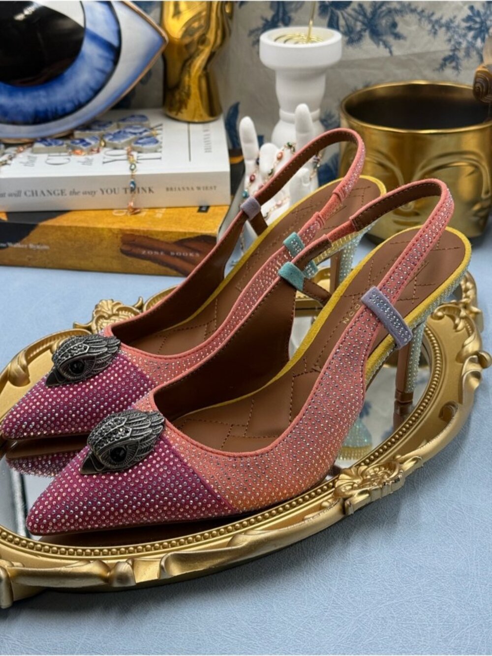 🆕 KURT GEIGER LONDON 🧿 NWOB Belgravia Crystal Embellished Slingback, Sz 36 US6